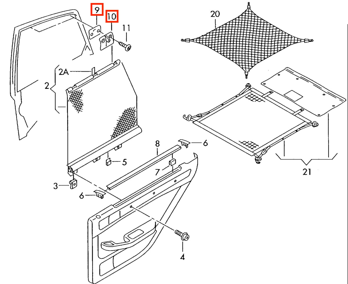 Crochet Store Pare-Soleil de Vitre Arrière Latérale pour Audi A6 C5 (1997-2005) - Revvo