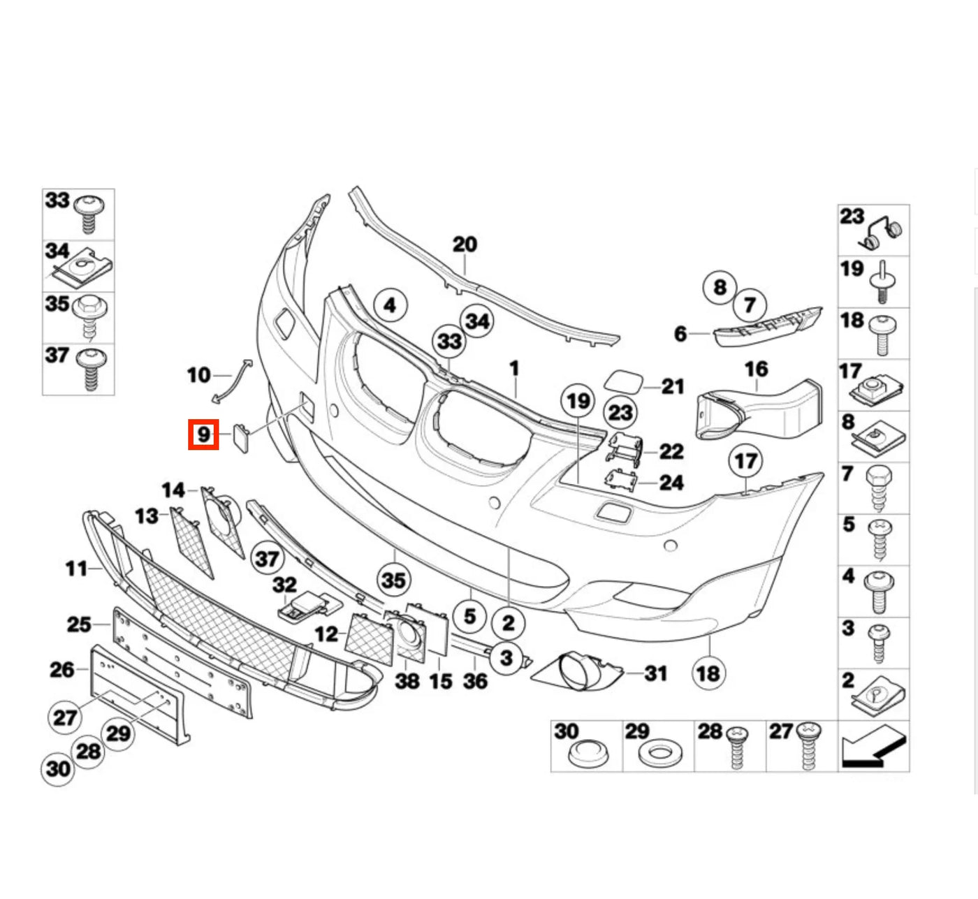 Cache Crochet de Remorquage Avant Pack M pour BMW E60 (2003-2010) - Revvo