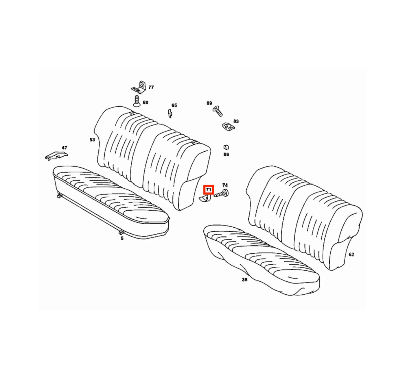 Cache Coin Dossier Banquette Arrière de Mercedes Classe E Break S123 - Revvo