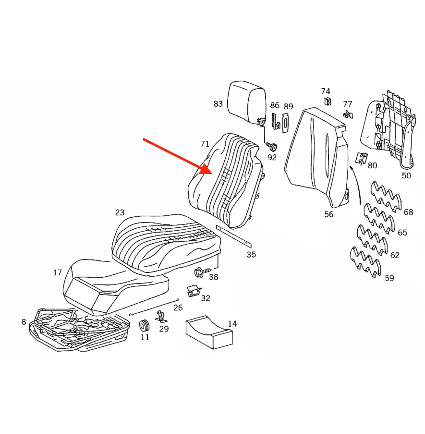 Housse de Dossier Siège Avant pour Mercedes SL R129 phase 2 - Revvo
