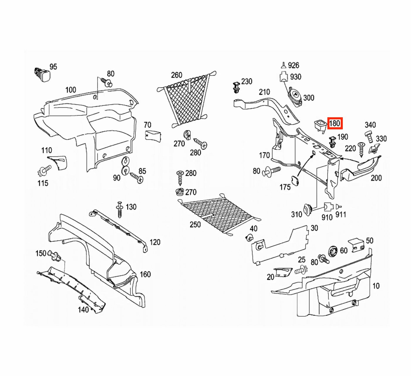 Garniture Centrale Seuil de Coffre pour Mercedes SL R230 - Revvo