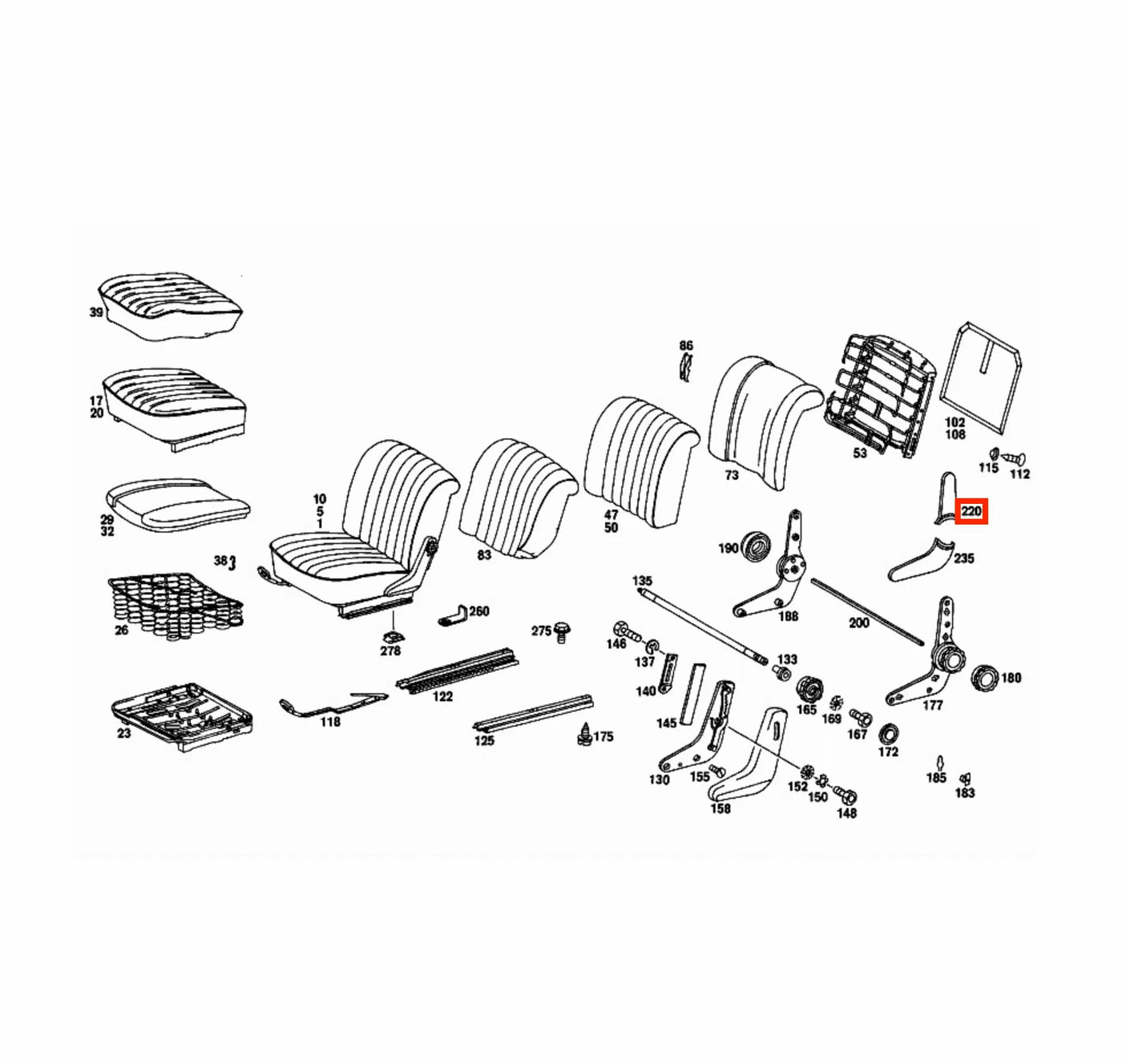 Cache Supérieur Charnière Latérale Siège Avant pour Mercedes W108/W109/W111/W114/W115 - Revvo