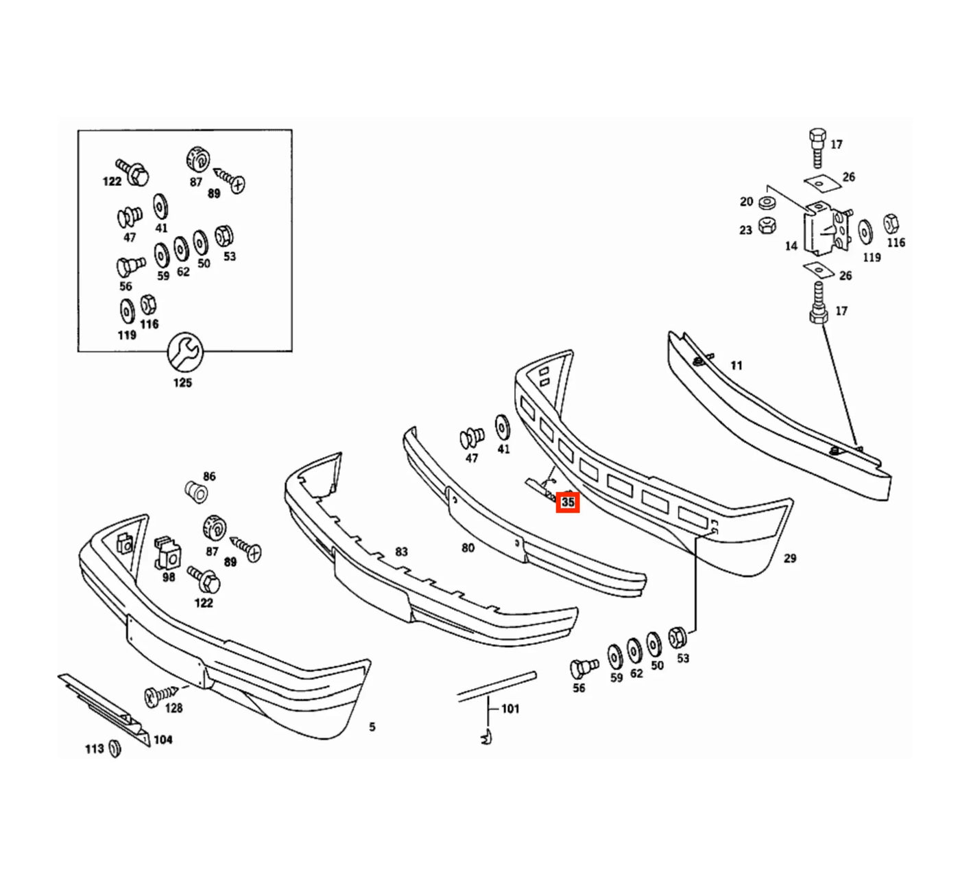 Cache Crochet de Remorquage Avant pour Mercedes 190 W201 (1982-1993) - Revvo