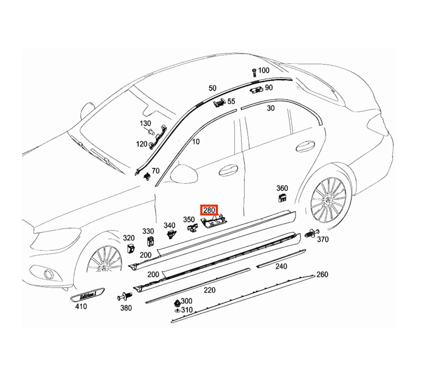 Cache Point de Levage Bas de Caisse pour Mercedes Classe C AMG W205 (2015-2021) - Revvo