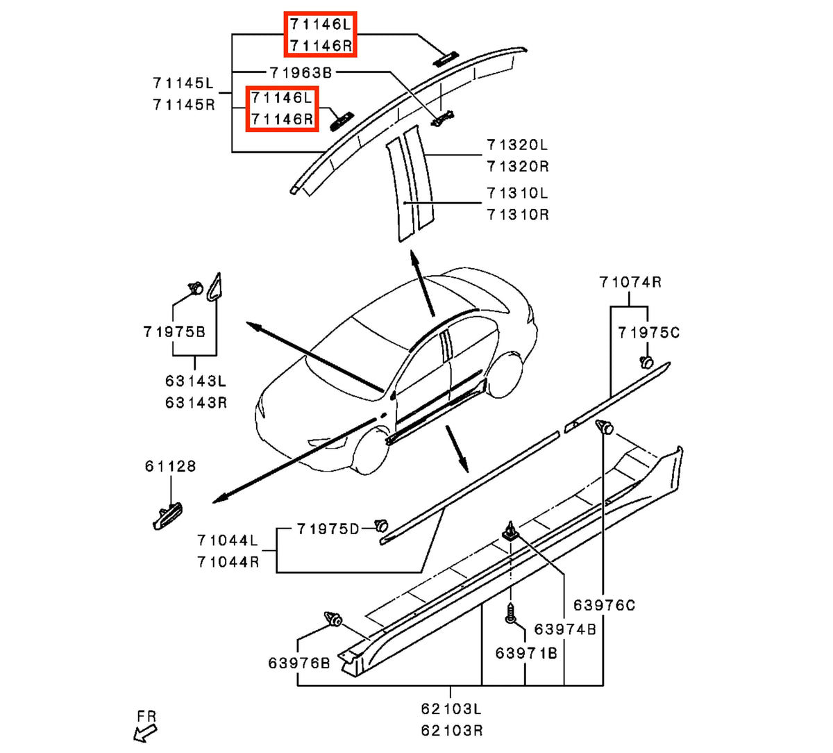Cache Gouttière de Toit pour Mitsubishi Lancer (2007-2017) - Revvo