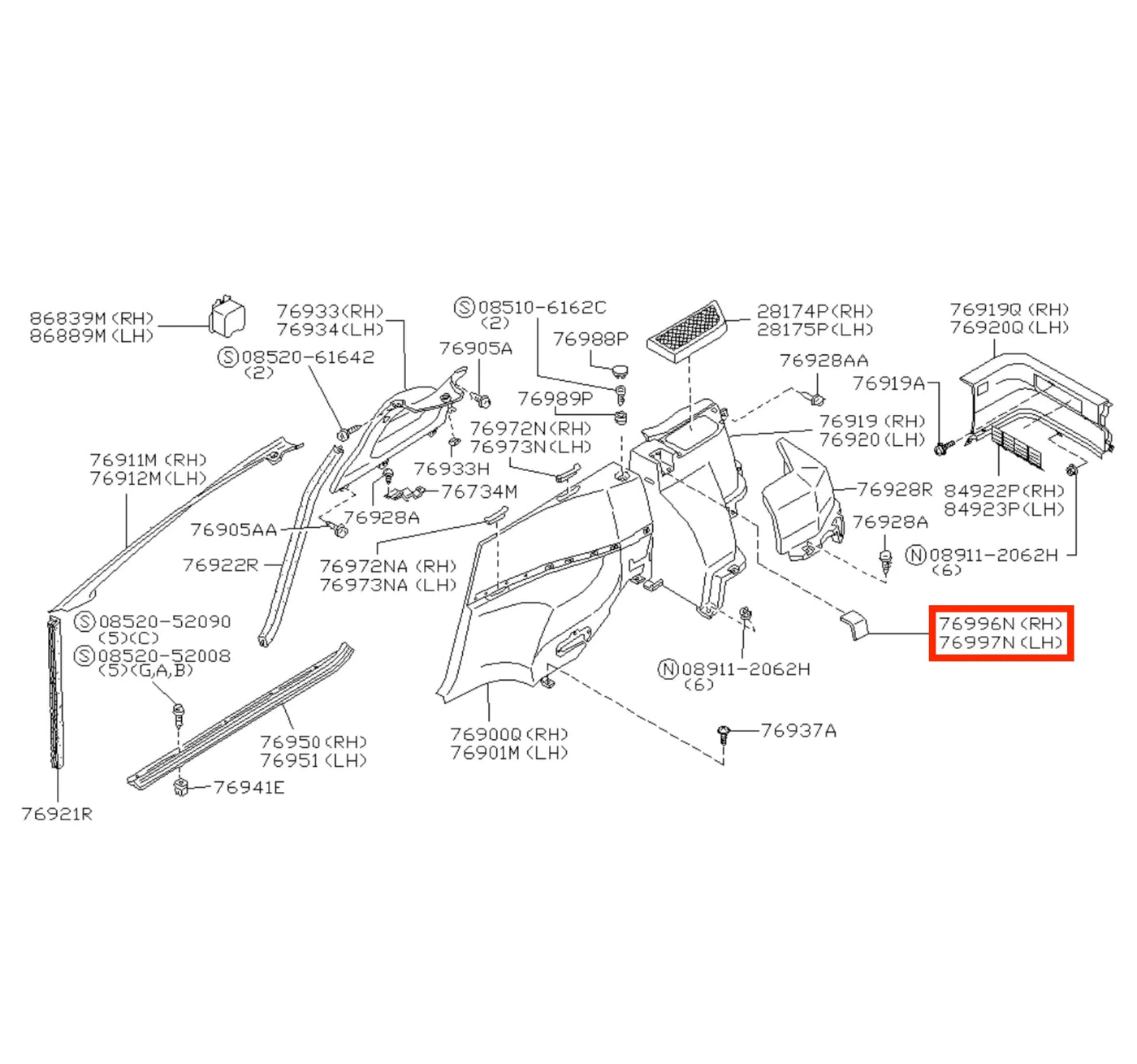 Cache de fixation de plage arrière pour Nissan 300ZX Z32 (1990-1996) - Revvo