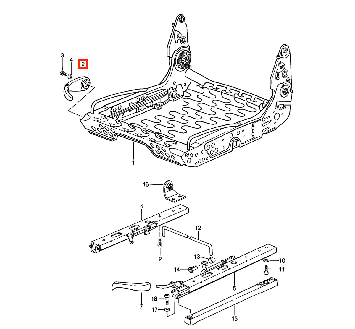 Poignée de Réglage de Siège pour Porsche 911 930, 928, 924 et 944