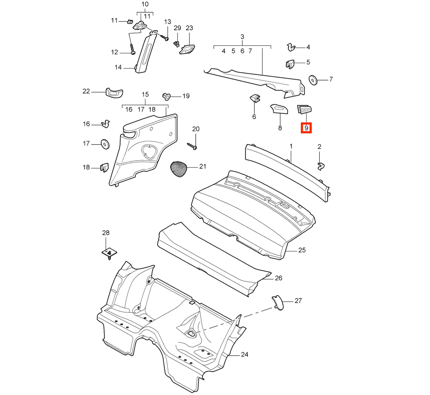 Grille Aération Arrière pour Porsche 911 996 - Revvo