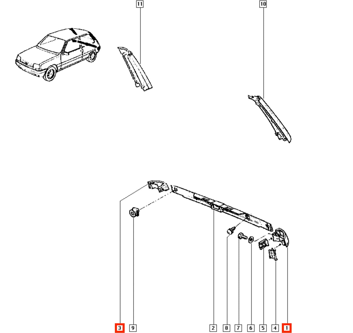 Garniture Inférieure de Feu Arrière pour Renault 5 et Super 5 (1972-1996) - Revvo