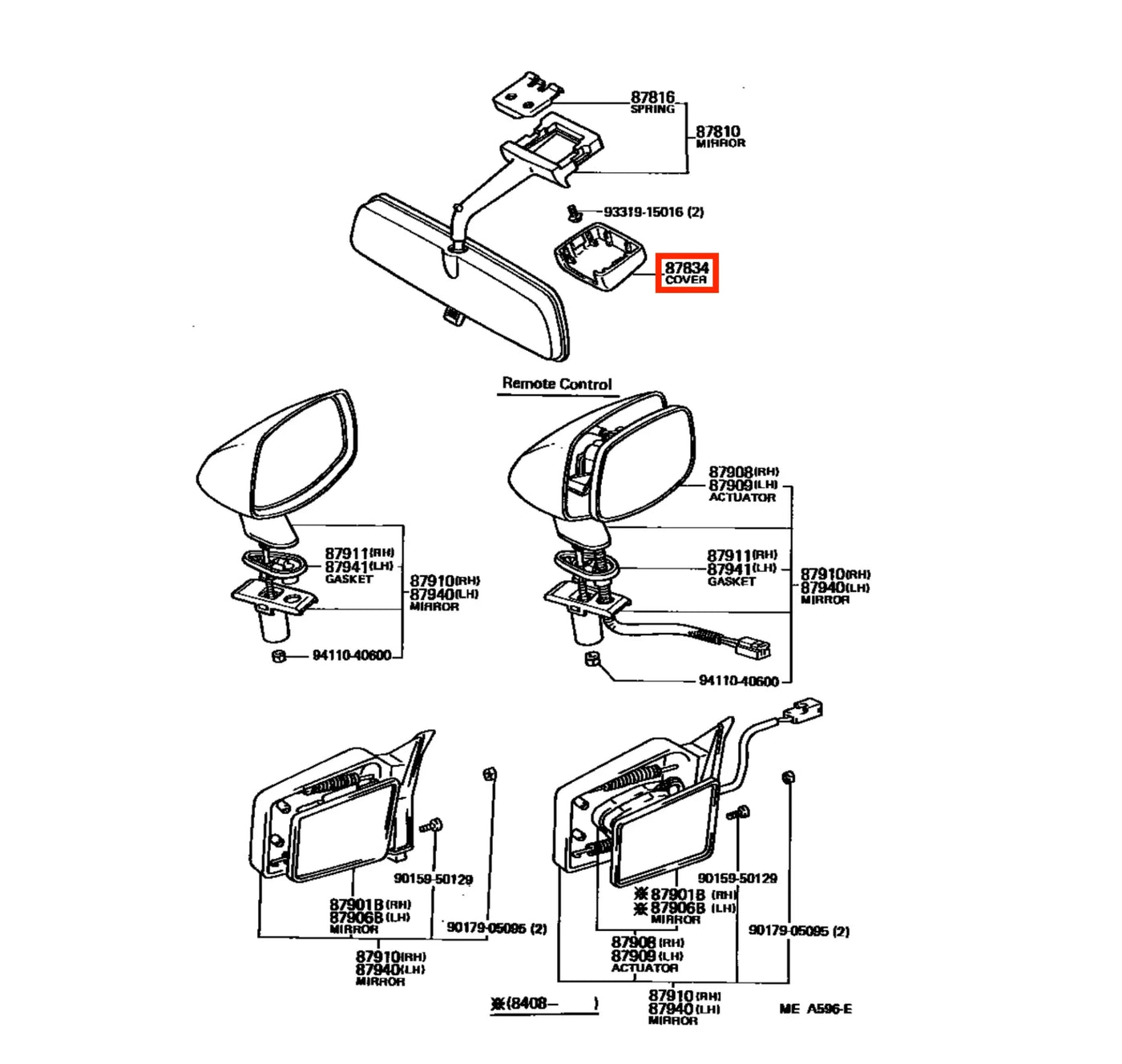 Cache Rétroviseur Intérieur pour Toyota MR2 (AW11) et Celica (A60) - Revvo