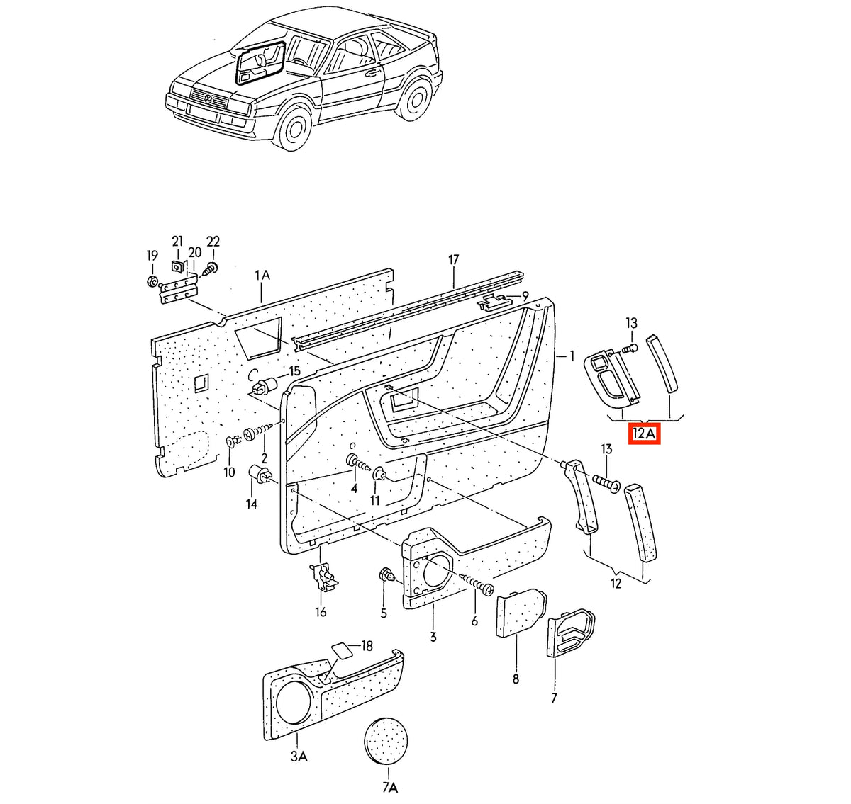 Garniture Poignée de Porte Conducteur pour Volkswagen Corrado (1988-1995)