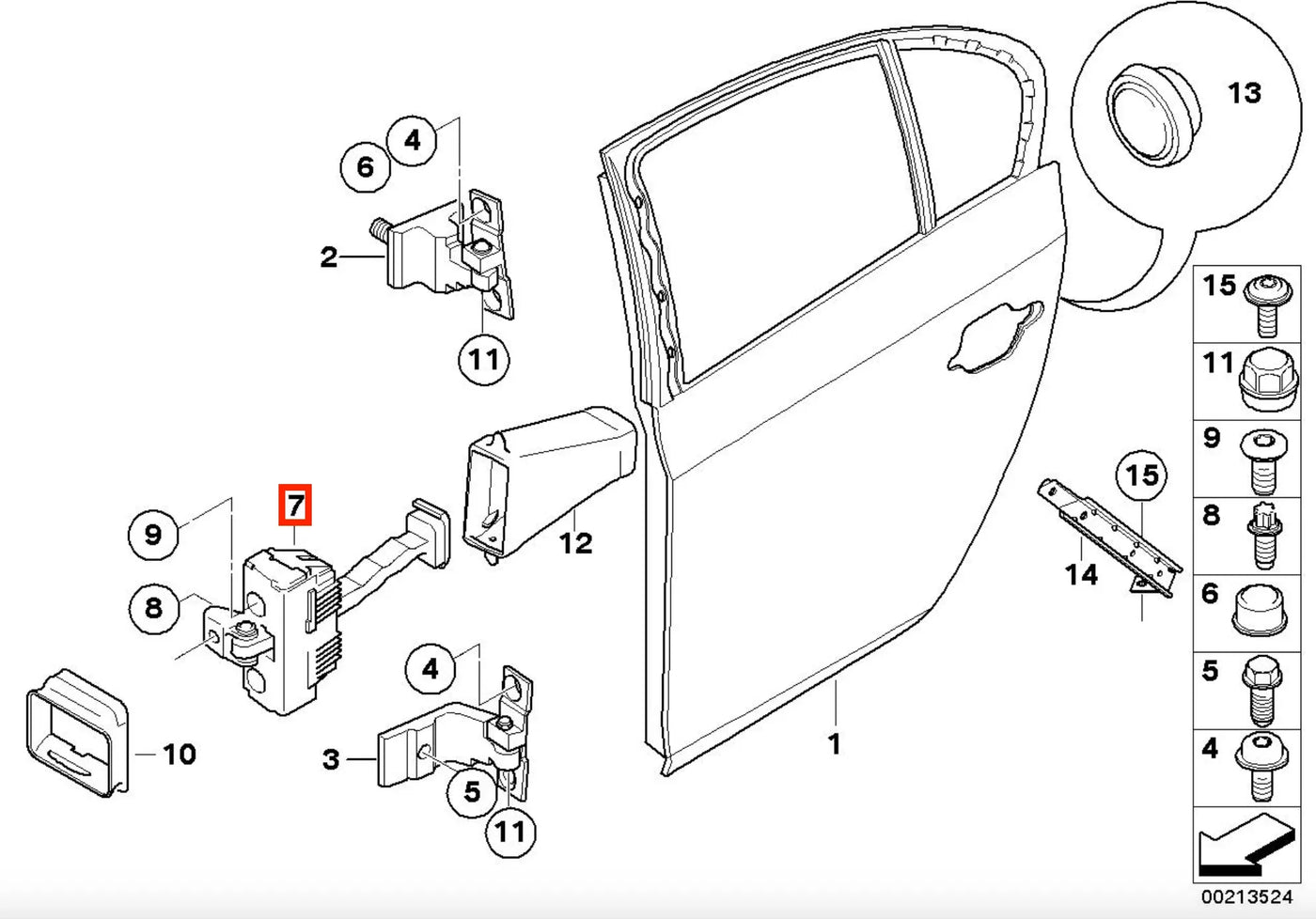 Arrêt / Tirant de Porte Arrière pour BMW Série 5 E60 (2001-2010) - Revvo