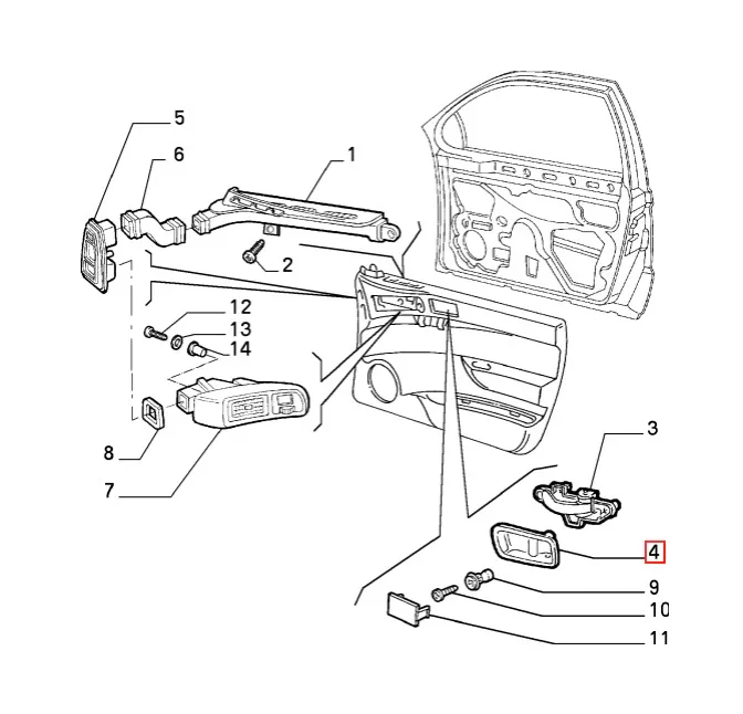 Garniture Poignée Intérieure de Porte Avant pour Alfa Romeo 145 & 146 - Revvo