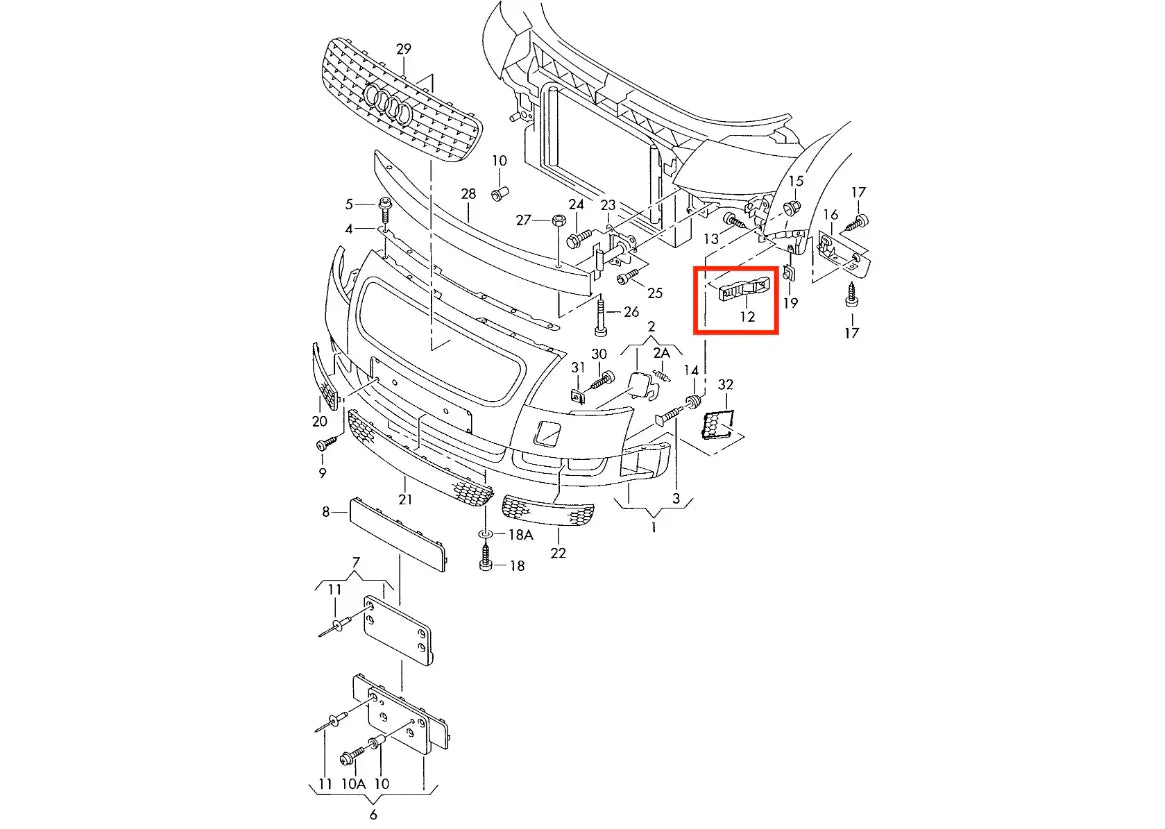 Support Fixation Pare-Choc - Audi TT 1 - Revvo