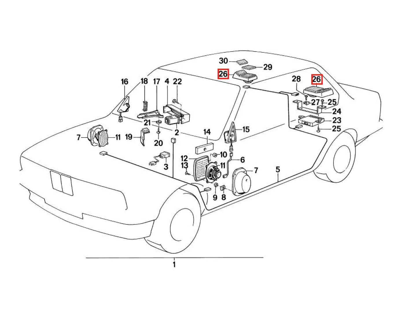Cache Haut-Parleur Arrière - BMW E30 E23 E24 E28 - Revvo