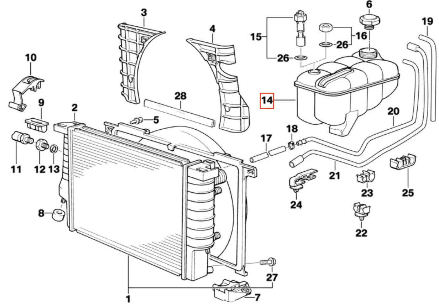 Vase d'Expansion Liquide de Refroidissement pour BMW E30 et E36 (1982-2000) - Revvo