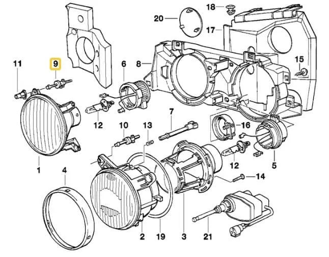 Vis de Réglage de Phare Ellipsoïde pour BMW E30 phase 2 (1987-1994) - Revvo
