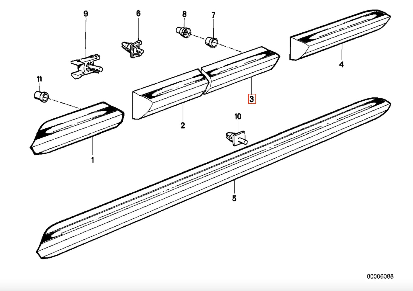 Baguette Porte Arrière Gauche Chromée pour BMW E30 Berline (phase 2) - Revvo