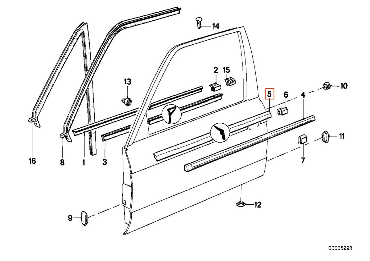 Lèche-Vitre Extérieur de Porte Avant pour BMW E30 Berline (phase 2) - Revvo