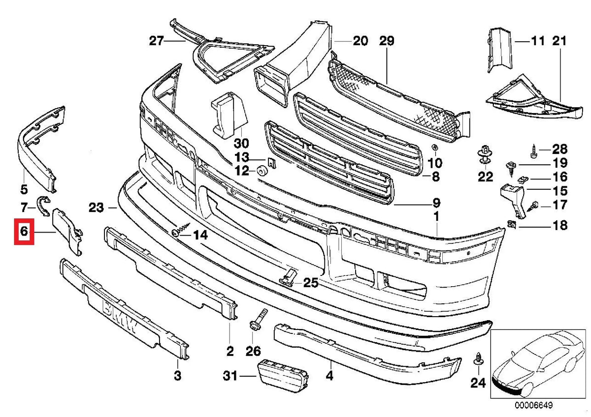 Cache Crochet Remorquage - BMW Série 3 / M3 E36 - Revvo