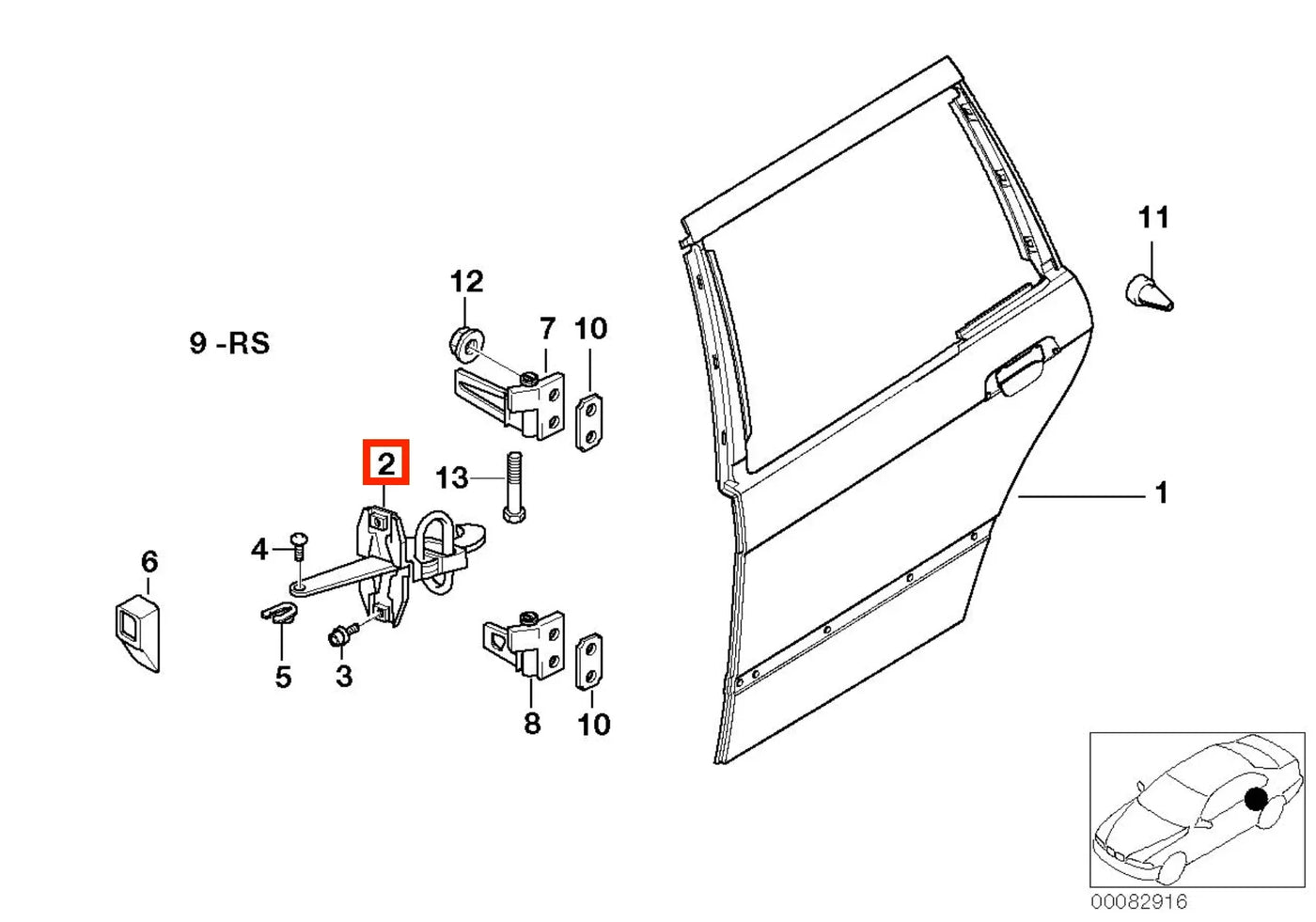 Arrêt / Tirant de Porte Arrière pour BMW Série 3 E36 (1995-1999) - Revvo