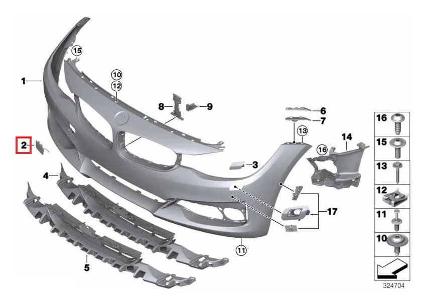 Cache Crochet de Remorquage Avant pour BMW Série 3 GT F34 (2013-2020)