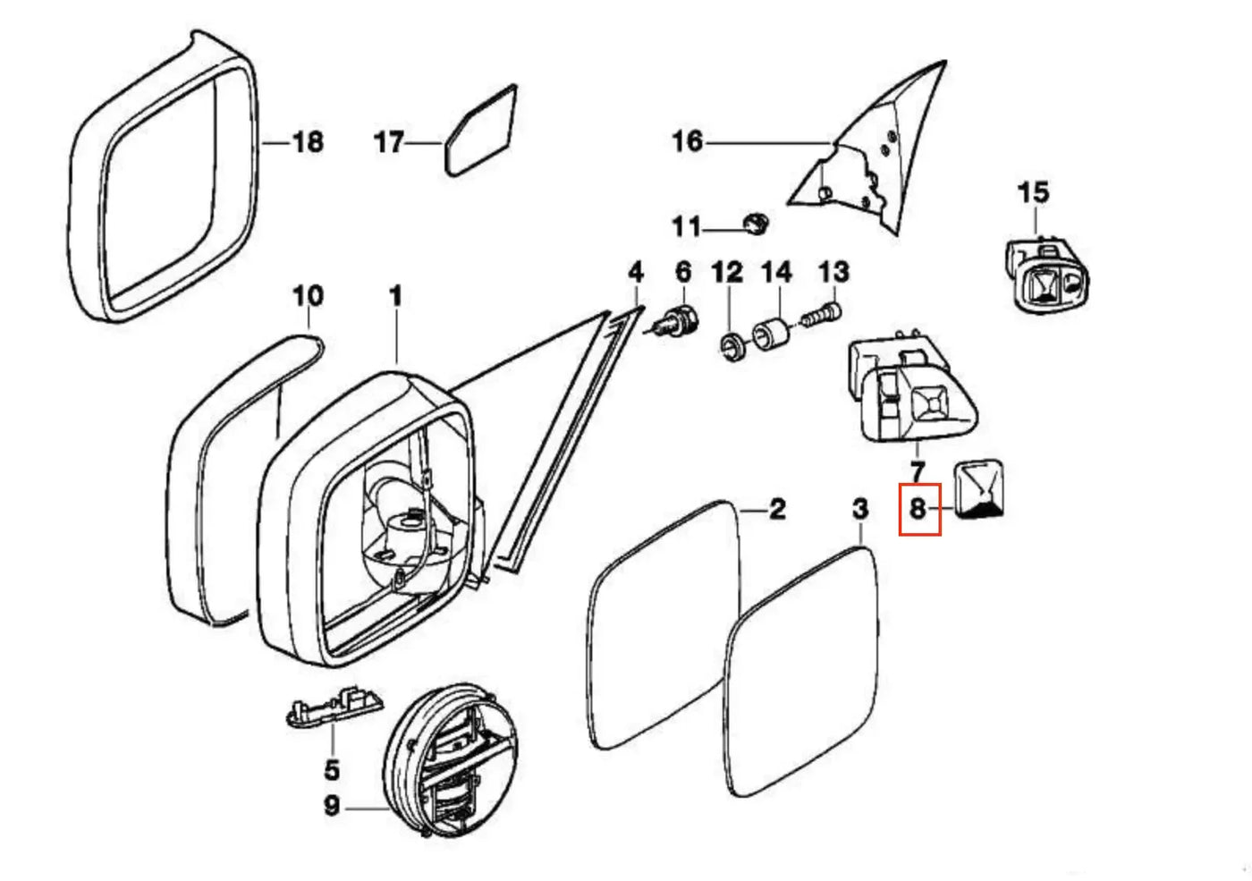 Bouton de Commande de Rétroviseur - BMW E36, Z3, E31 - Revvo