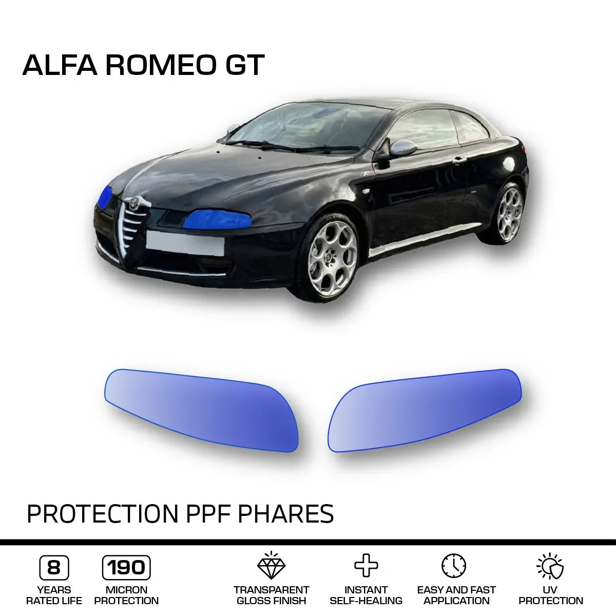Film de Protection PPF pour Phares d'Alfa Romeo GT (2003-2010) - Revvo