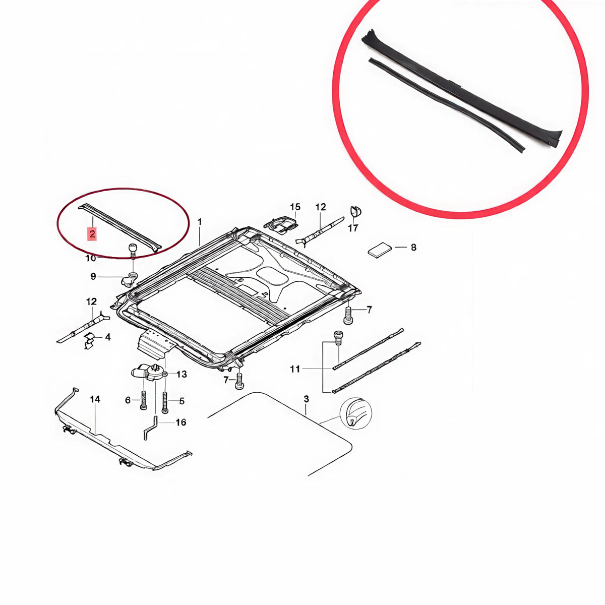 Gouttière de Toit Ouvrant pour BMW Série 5 E39 et X5 E53