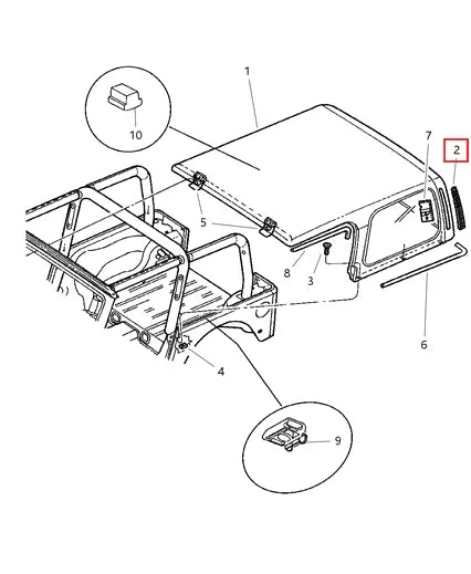 Grille Aération Latérale pour Hardtop de Jeep Wrangler YJ - Revvo