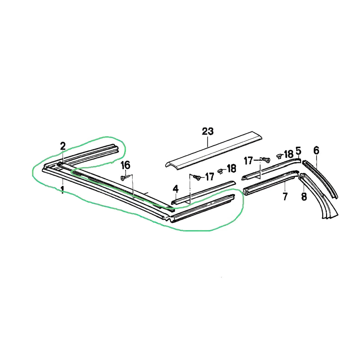 joint-capote-avant-bmw-e30-cabriolet-vue-eclatee - Revvo
