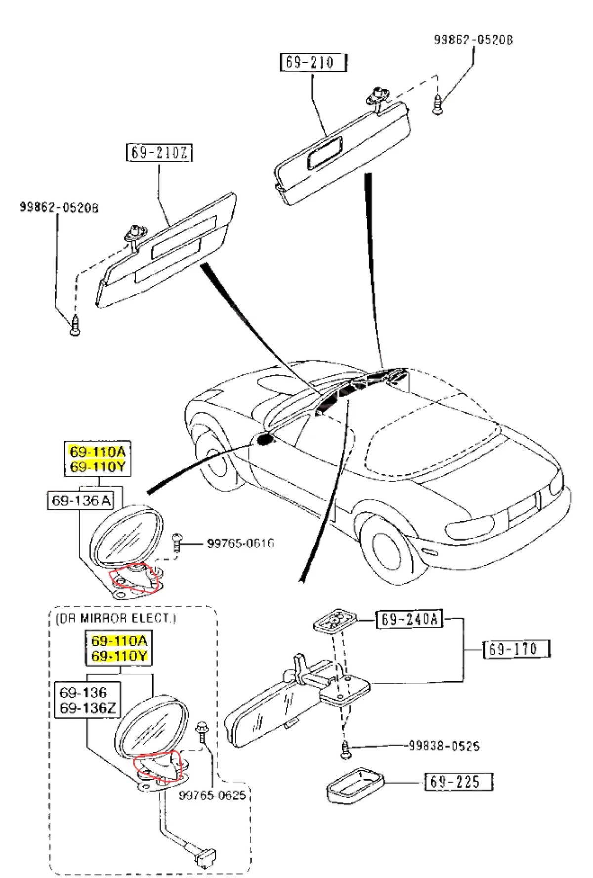 Cache Fixation Rétroviseur Latéral - Mazda MX-5 NA - Revvo