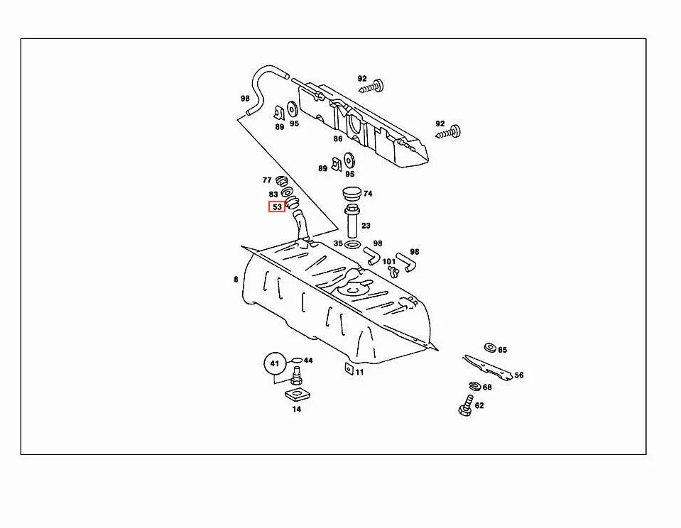Joint Goulotte de Réservoir à Carburant pour Mercedes R107, R129, W123, W124, W126, W201