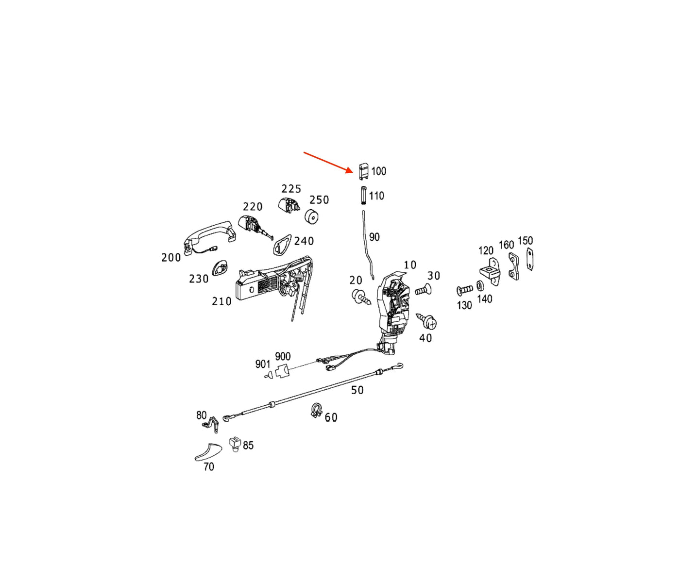 Garniture Bouton Verrouillage de Porte pour Mercedes SL R230 - Revvo