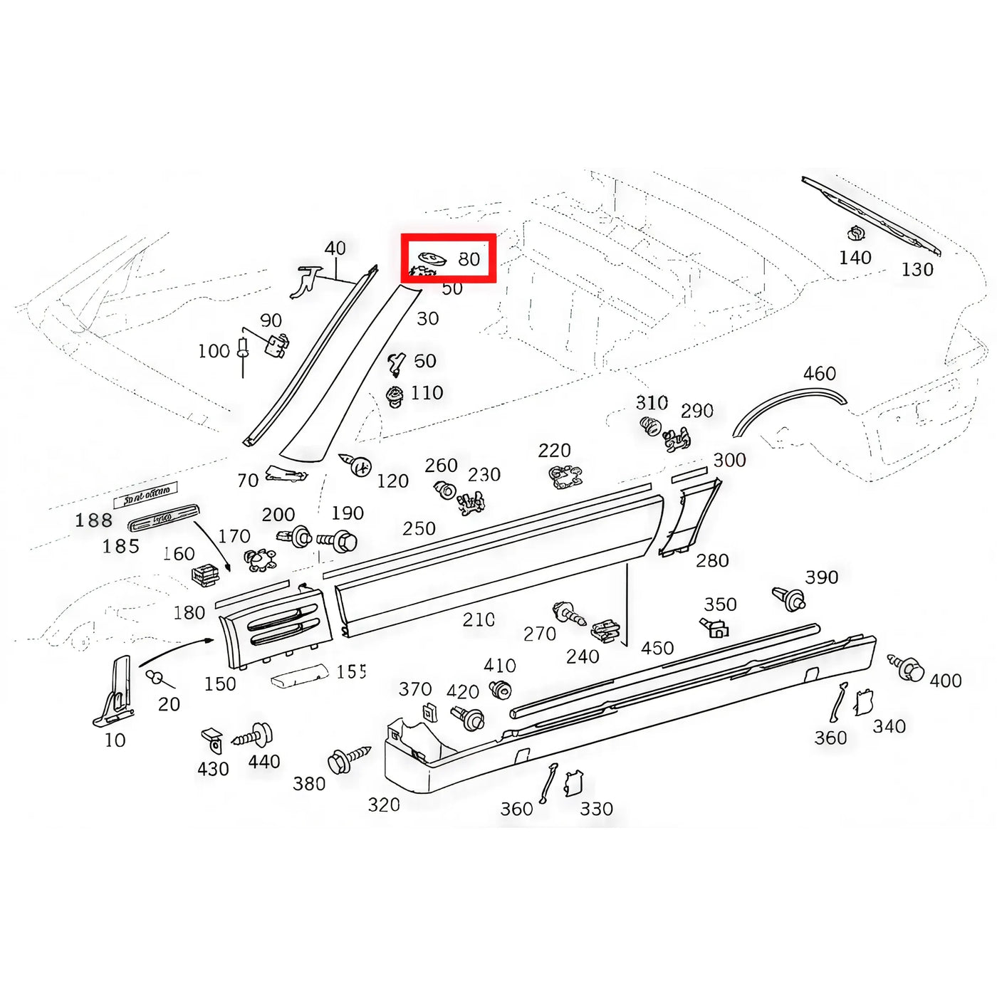 Cache Supérieur Montant Pare-Brise - Mercedes SL - Revvo