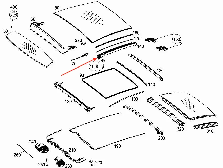Kit Réparation Glissière Toit Ouvrant - Mercedes - Revvo
