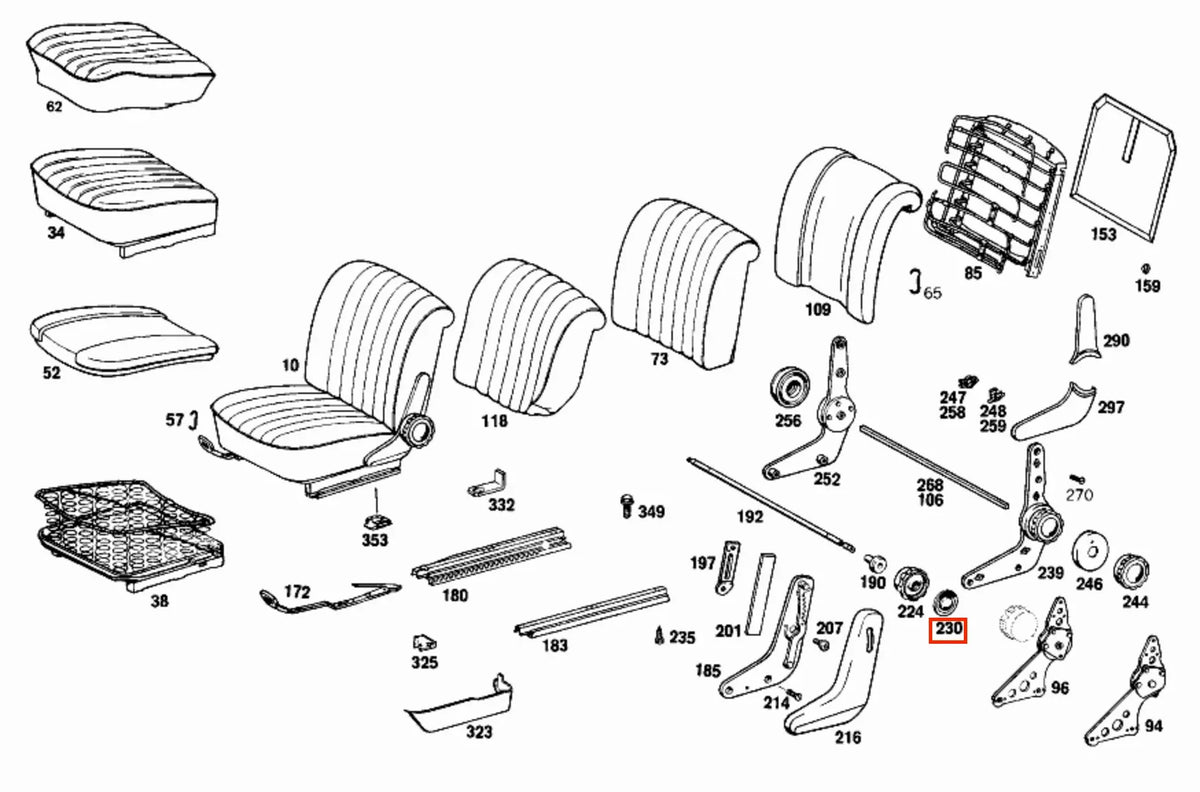 Capuchon Manivelle Réglage Siège pour Mercedes W110 / W111 / W112 / W113 / W114 / W115 / W116 - Revvo