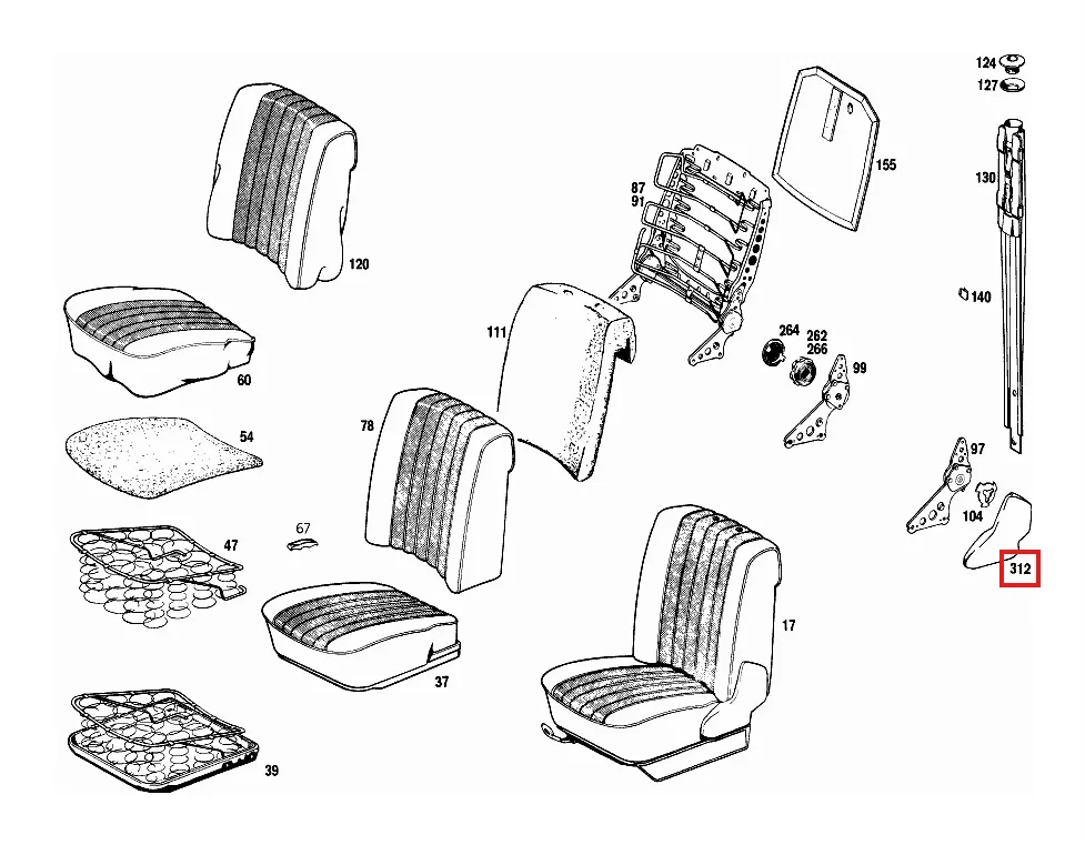 Cache Latéral Extérieur de Siège pour Mercedes W114, W115 et W116