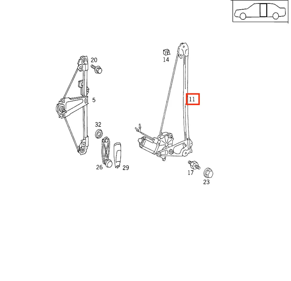 Kit de Réparation de Lève-Vitre Arrière pour Mercedes Classe E W124 (1986-1995) - Revvo