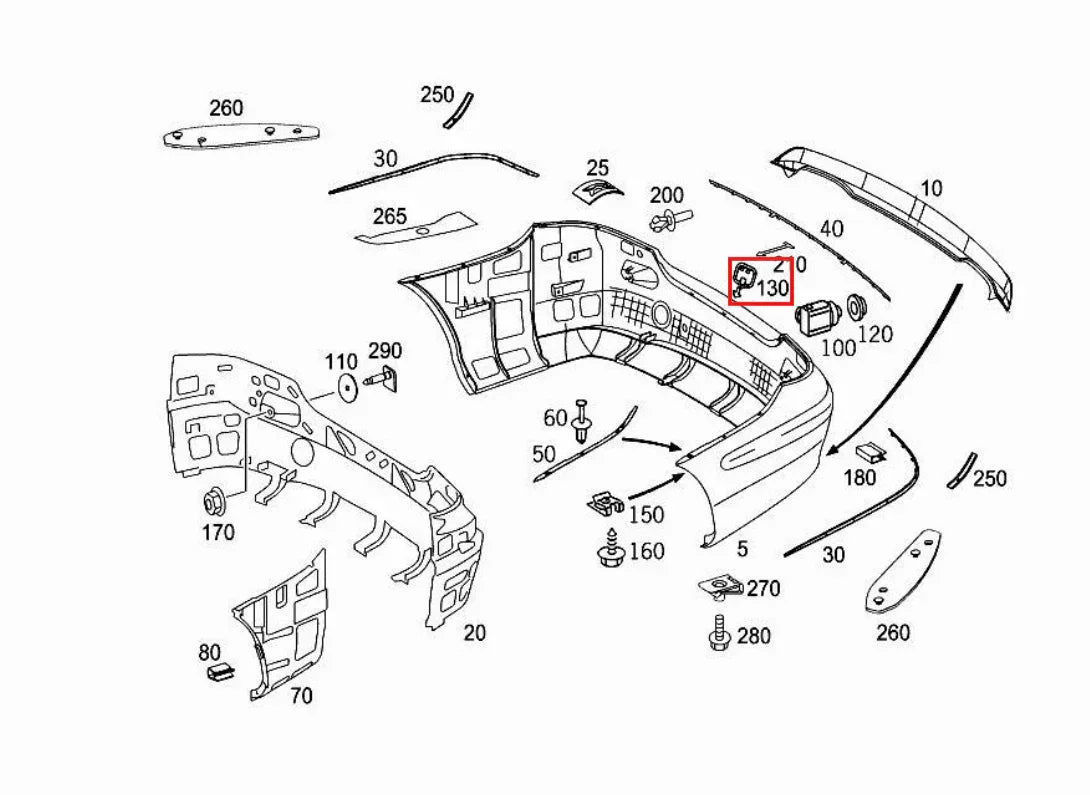 Cache Crochet de Remorquage Arrière AMG pour Mercedes CLK W209 (2002-2009)