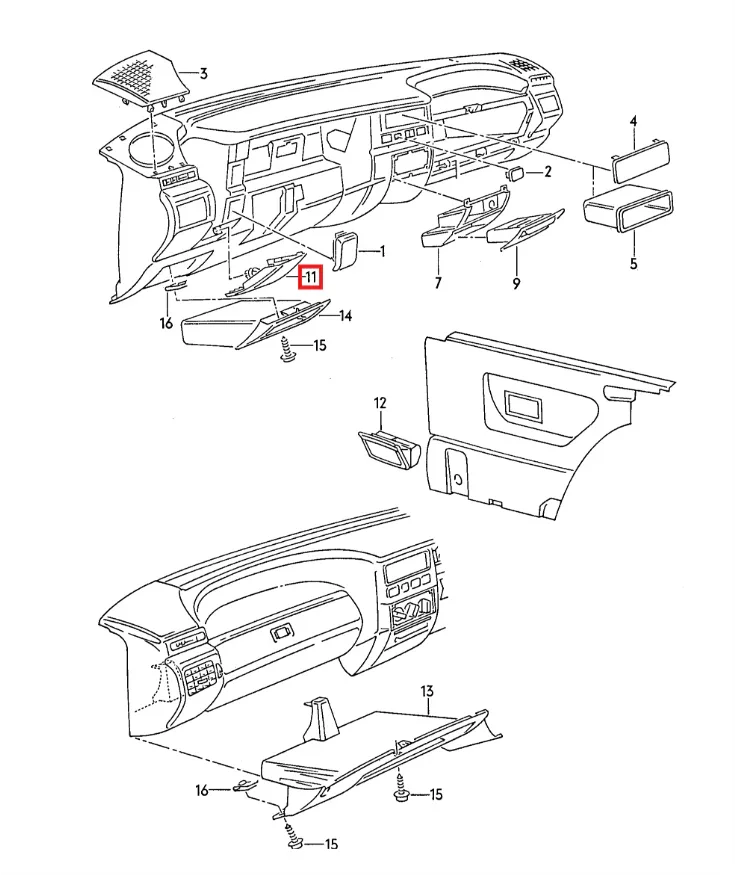 Cache Ancien Starter Tableau de Bord pour Volkswagen Polo 2 (1981-1994)