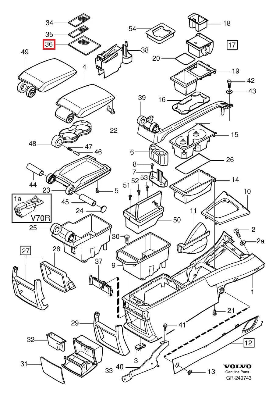 Tapis Caoutchouc Console Centrale (Grand Modèle) pour Volvo V70 (2000-2007) - Revvo