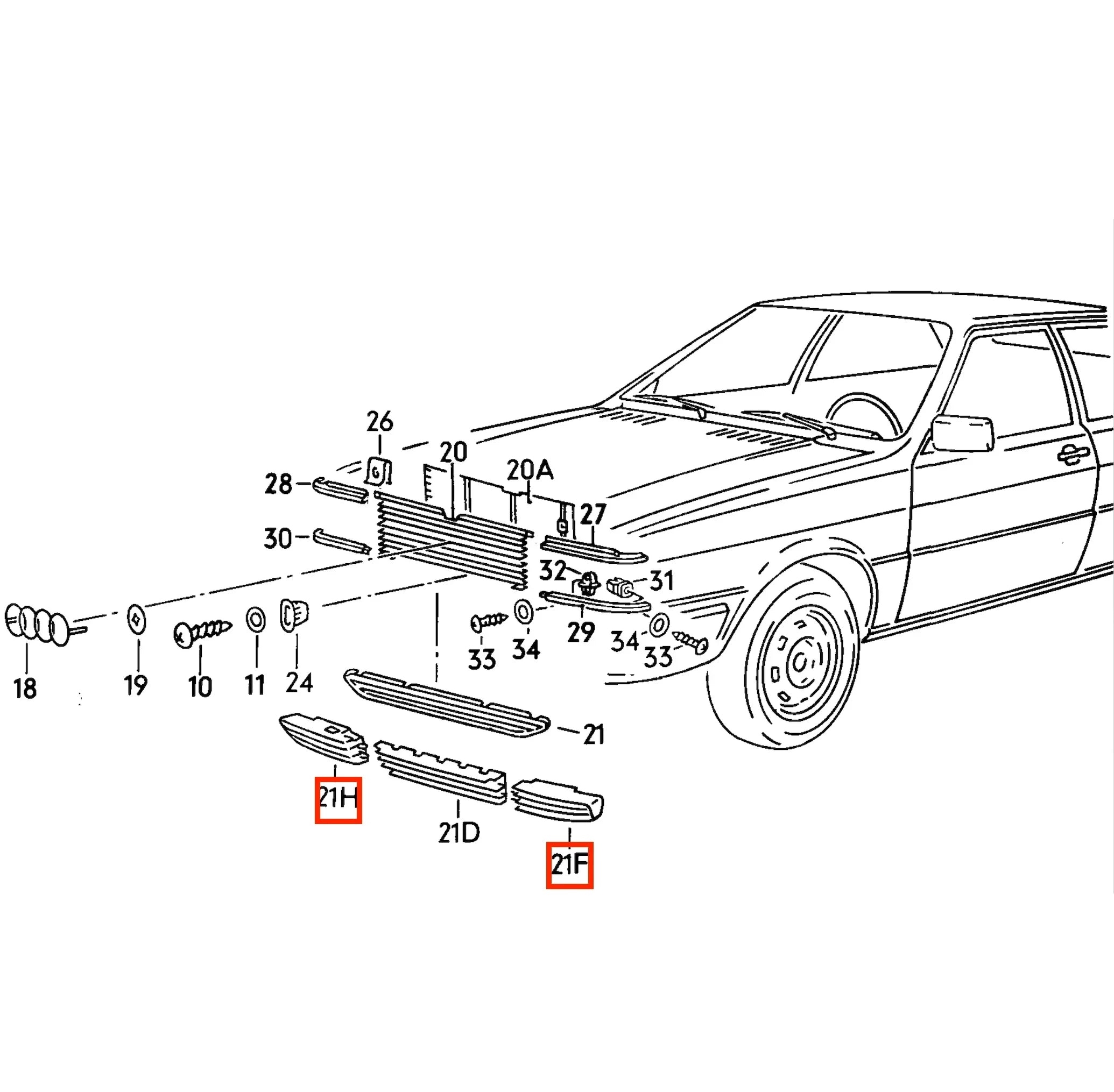 Grille Latérale de Pare-Chocs Avant pour Audi 80 / 90 / Coupé (B2) - Revvo