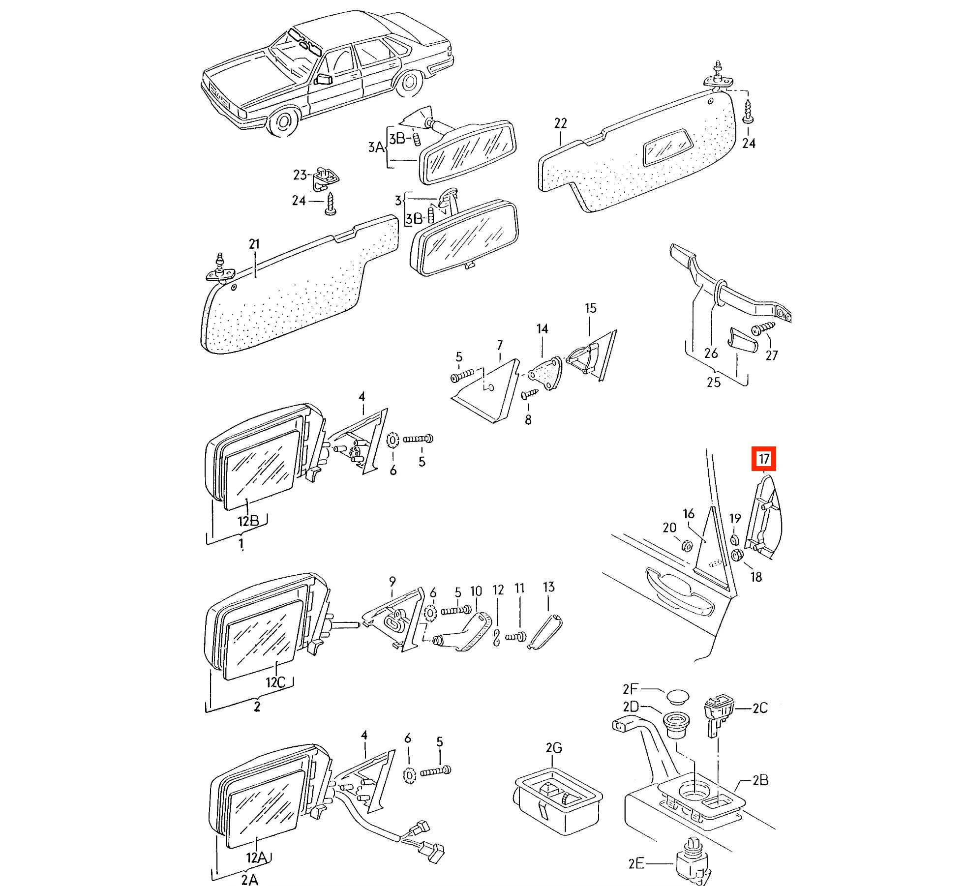 Cache Cadre de Fenêtre de Porte Arrière pour Audi 80 et 90 (B2) - Revvo