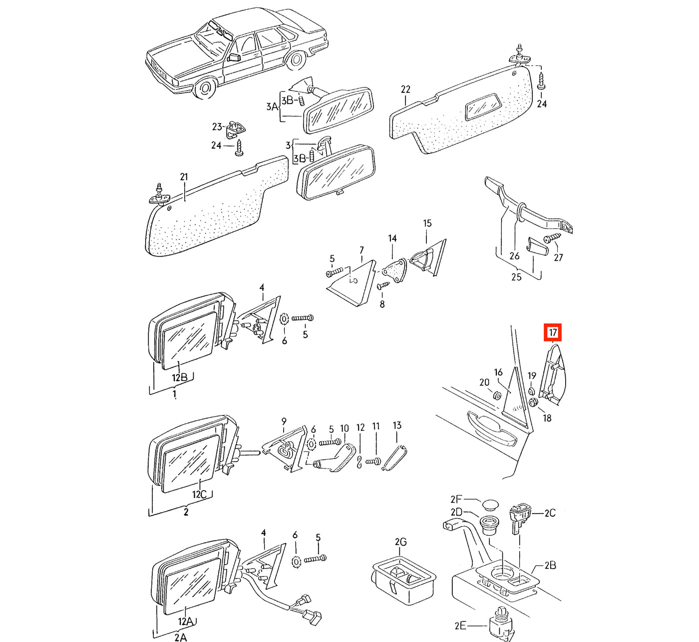 Cache Cadre de Fenêtre de Porte Arrière pour Audi 80 et 90 (B2) - Revvo
