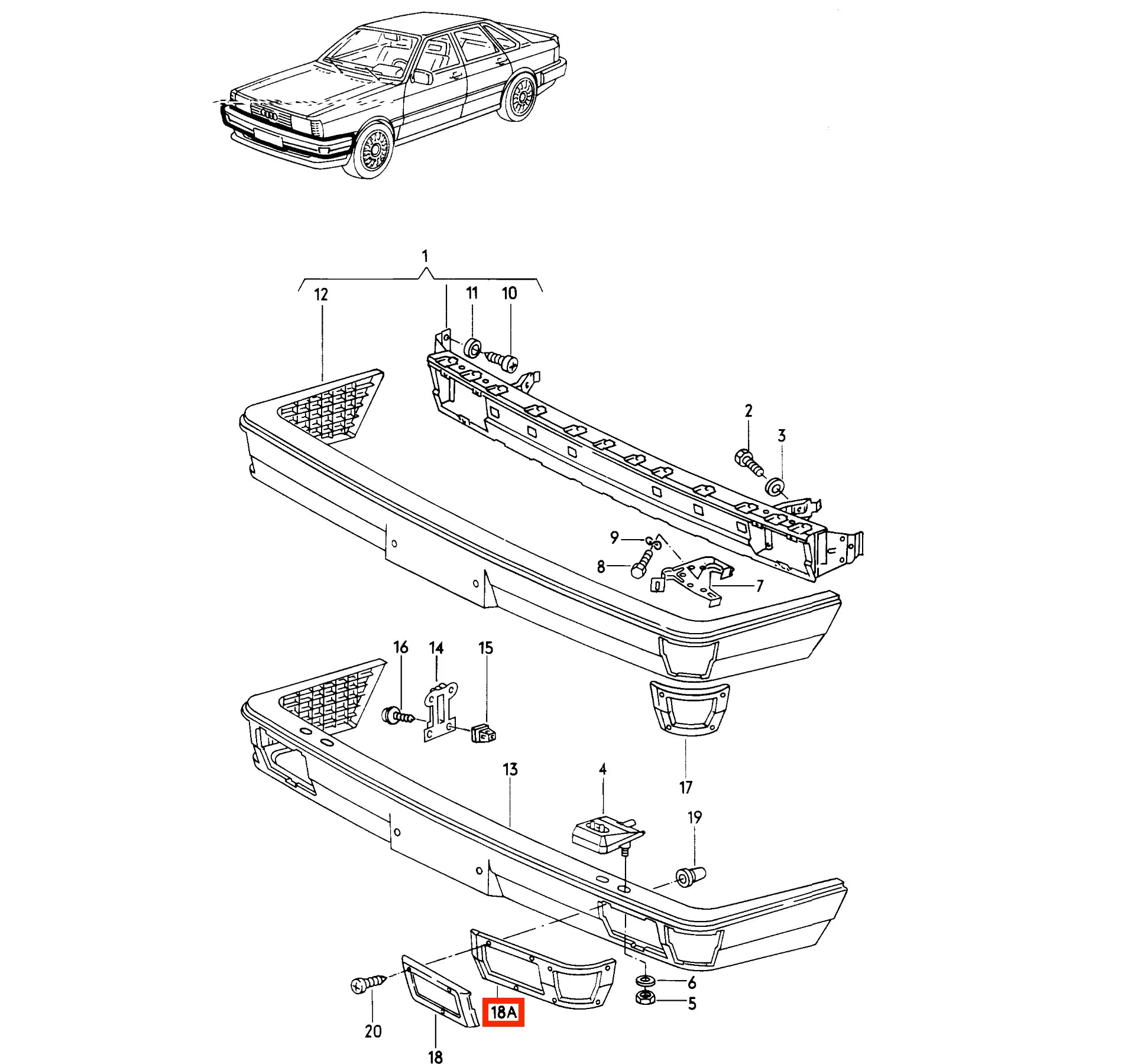 Cadre Antibrouillard / Clignotant Avant pour Audi 80 / 90 / Coupé B2 (1978-1987)