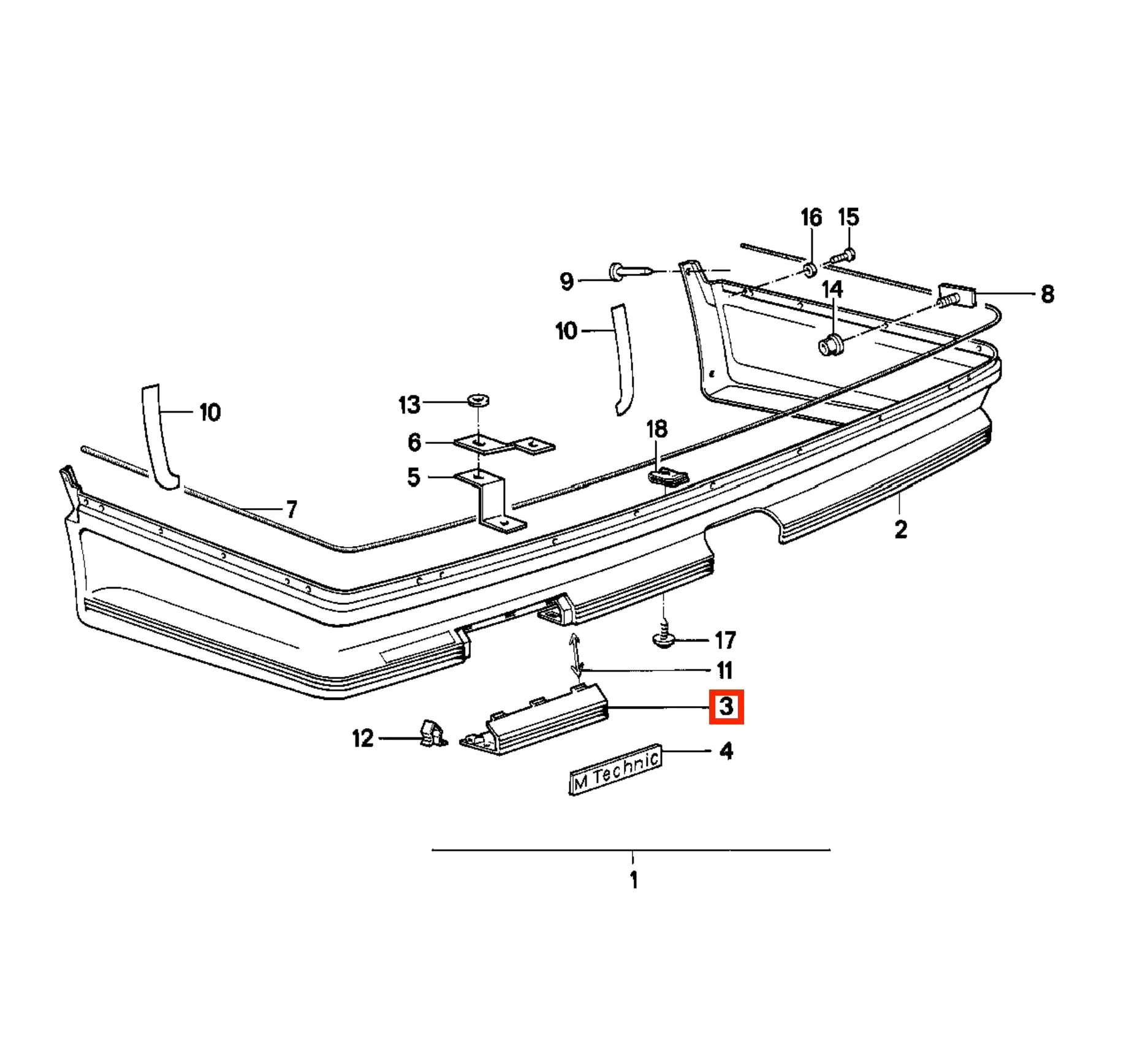 Garniture Pare-Choc Arrière M-Technic pour BMW Série 6 E24 (1976-1989) - Revvo