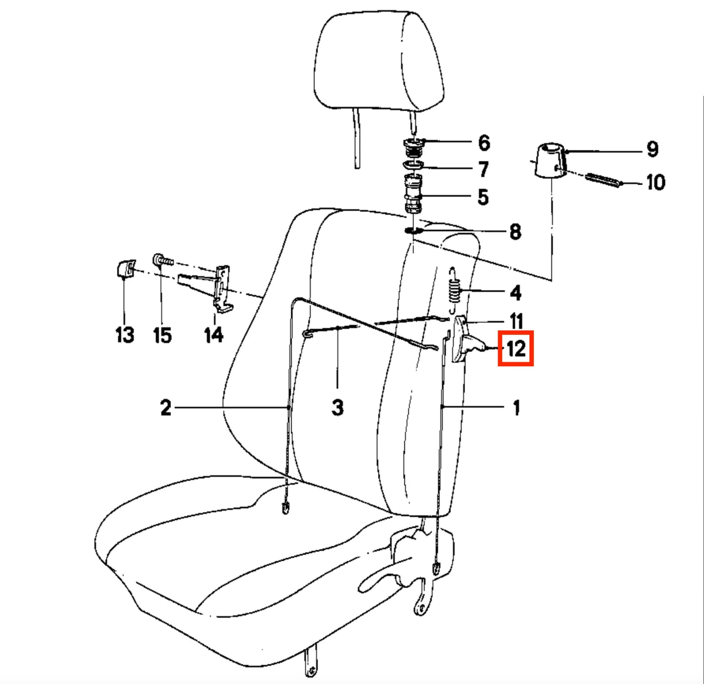 Poignée Dossier de Siège Avant pour BMW E30 Coupé / Cabriolet - Revvo