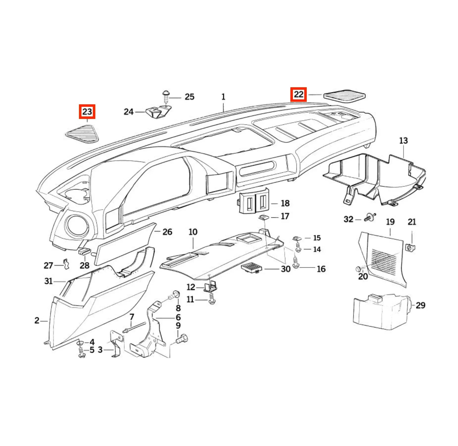 Grille Haut-Parleur Tableau de Bord pour BMW Série 5 E34 (1987-1996) - Revvo