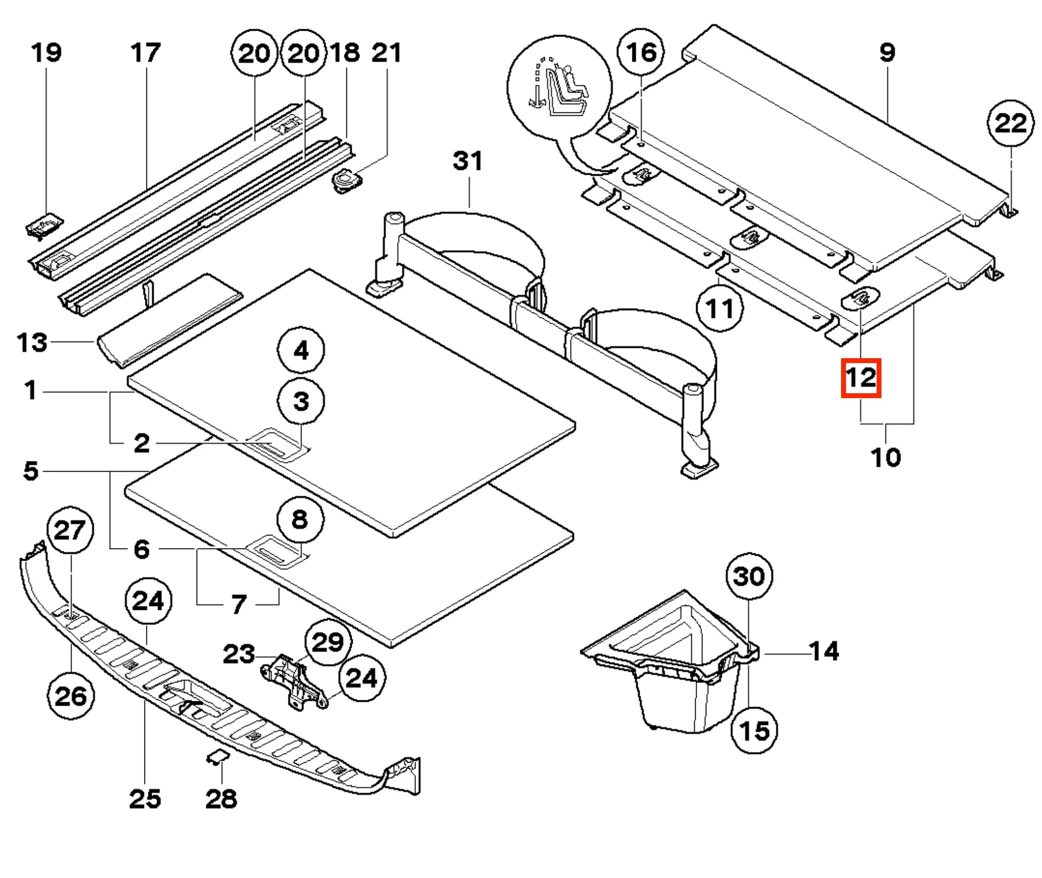 Cache Fixation Arrière Siège Enfant pour BMW E34/E46/E91/X3 E83 - Revvo